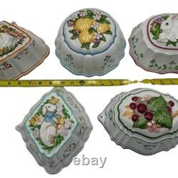 Vintage Set of 5 Franklin Mint Le Cordon Bleu Porcelain Jelly Molds