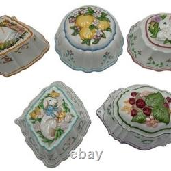 Vintage Set of 5 Franklin Mint Le Cordon Bleu Porcelain Jelly Molds
