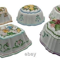 Vintage Set of 5 Franklin Mint Le Cordon Bleu Porcelain Jelly Molds