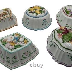 Vintage Set of 5 Franklin Mint Le Cordon Bleu Porcelain Jelly Molds