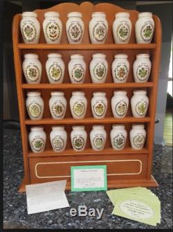 Vintage Spice Rack 24 Porcelain Spice Jars Franklin Mint Gloria Vanderbilt