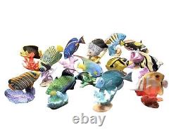 Vintage The Franklin Mint Jeweled Ocean Porcelain Fish Tropical Saltwater 13 Pc