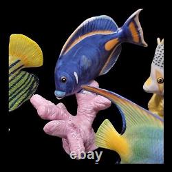 Vintage The Franklin Mint Jeweled Ocean Porcelain Fish Tropical Saltwater 13 Pc