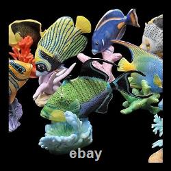 Vintage The Franklin Mint Jeweled Ocean Porcelain Fish Tropical Saltwater 13 Pc
