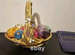 Vintage The Franklin Mint Spring Egg Basket with 9 Fabrege' Design Eggs Withbox