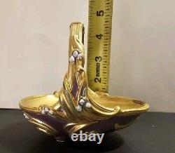 Vintage The Franklin Mint Spring Egg Basket with 9 Fabrege' Design Eggs Withbox