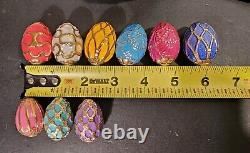 Vintage The Franklin Mint Spring Egg Basket with 9 Fabrege' Design Eggs Withbox