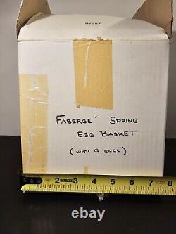 Vintage The Franklin Mint Spring Egg Basket with 9 Fabrege' Design Eggs Withbox