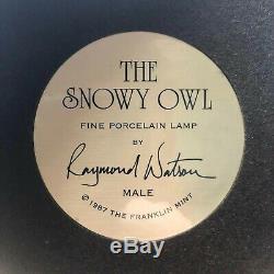 Vntg The Snowy Owl Porcelain Lamp Raymond Watson Franklin Mint 1987 Ivory White