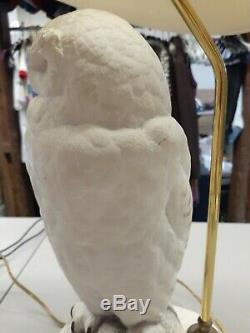 Vntg The Snowy Owl Porcelain Lamp Raymond Watson Franklin Mint 1987 Ivory White
