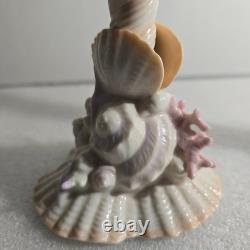 Vtg Franklin Mint Atlantis Candlestick Holders Pair Porcelain Pastel Coastal 80s
