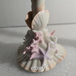 Vtg Franklin Mint Atlantis Candlestick Holders Pair Porcelain Pastel Coastal 80s