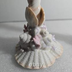 Vtg Franklin Mint Atlantis Candlestick Holders Pair Porcelain Pastel Coastal 80s