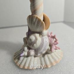 Vtg Franklin Mint Atlantis Candlestick Holders Pair Porcelain Pastel Coastal 80s