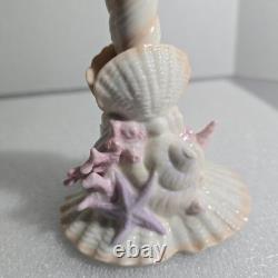Vtg Franklin Mint Atlantis Candlestick Holders Pair Porcelain Pastel Coastal 80s