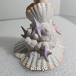 Vtg Franklin Mint Atlantis Candlestick Holders Pair Porcelain Pastel Coastal 80s