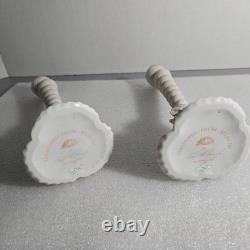 Vtg Franklin Mint Atlantis Candlestick Holders Pair Porcelain Pastel Coastal 80s