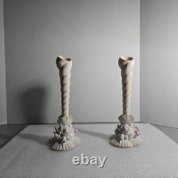 Vtg Franklin Mint Atlantis Candlestick Holders Pair Porcelain Pastel Coastal 80s Vtg Franklin Mint Atlantis Candlestick Holders Pair Porcelain Pastel Coastal 80s