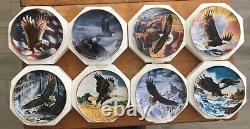 Vtg Franklin Mint Heirloom Lot Of 8 Eagle Collectible Decorative Plates In Boxes