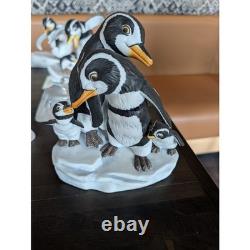 Vtg Franklin Mint Porcelain Penguin Figurine Lot Frosted Ice Decor Display