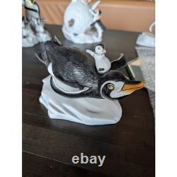 Vtg Franklin Mint Porcelain Penguin Figurine Lot Frosted Ice Decor Display
