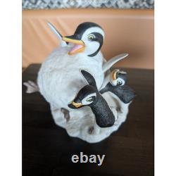 Vtg Franklin Mint Porcelain Penguin Figurine Lot Frosted Ice Decor Display