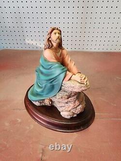 Vtg The Franklin Mint Agony In The Garden Hand Painted Jesus Praying Figurine