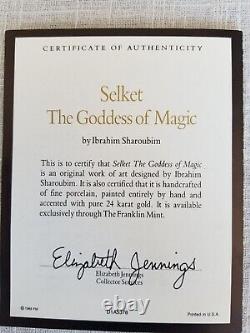 With COA 1989 Franklin Mint Selket The Goddess of Magic Figurine 24k Gold