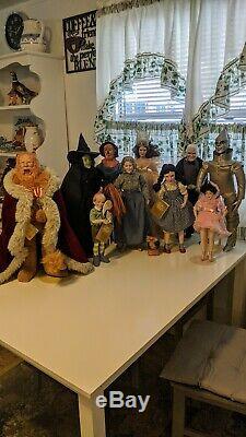 Wizard of Oz Franklin Mint Heirloom Porcelain Dolls Set Auntie Em Witch Lion +