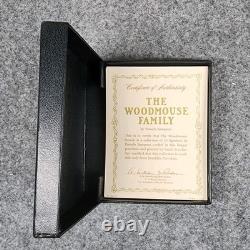 Woodmouse Family Franklin Mint Wooden House Shelf With Porcelain Figurines & Cards