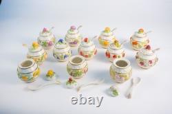 (complete Set Of 12) Franklin Mint Le Cordon Bleu Condiment Jars Lids & Spoons
